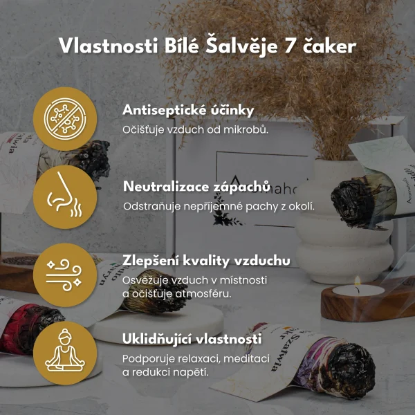 Bílá šalvěj 7 čaker (Svazek 10 cm)